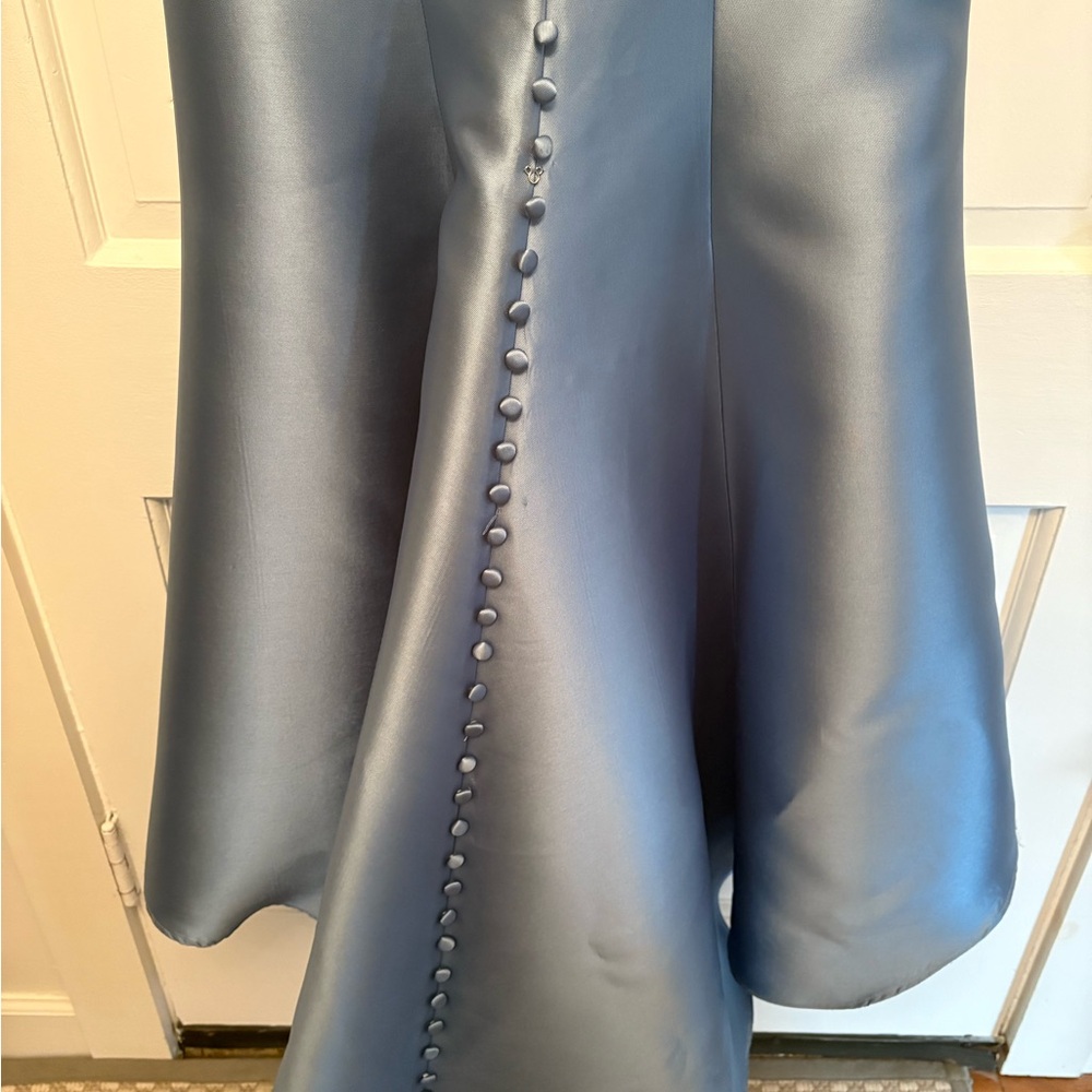Strapless Satin Mermaid Gown in Steel Blue - Picture 6 of 7